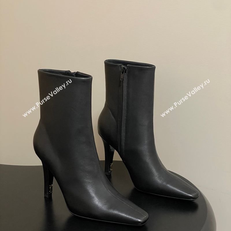 Saint Laurent Jill Heel Booties 10cm in Calfskin Leather Black 2025 806674 (MD-251213022)