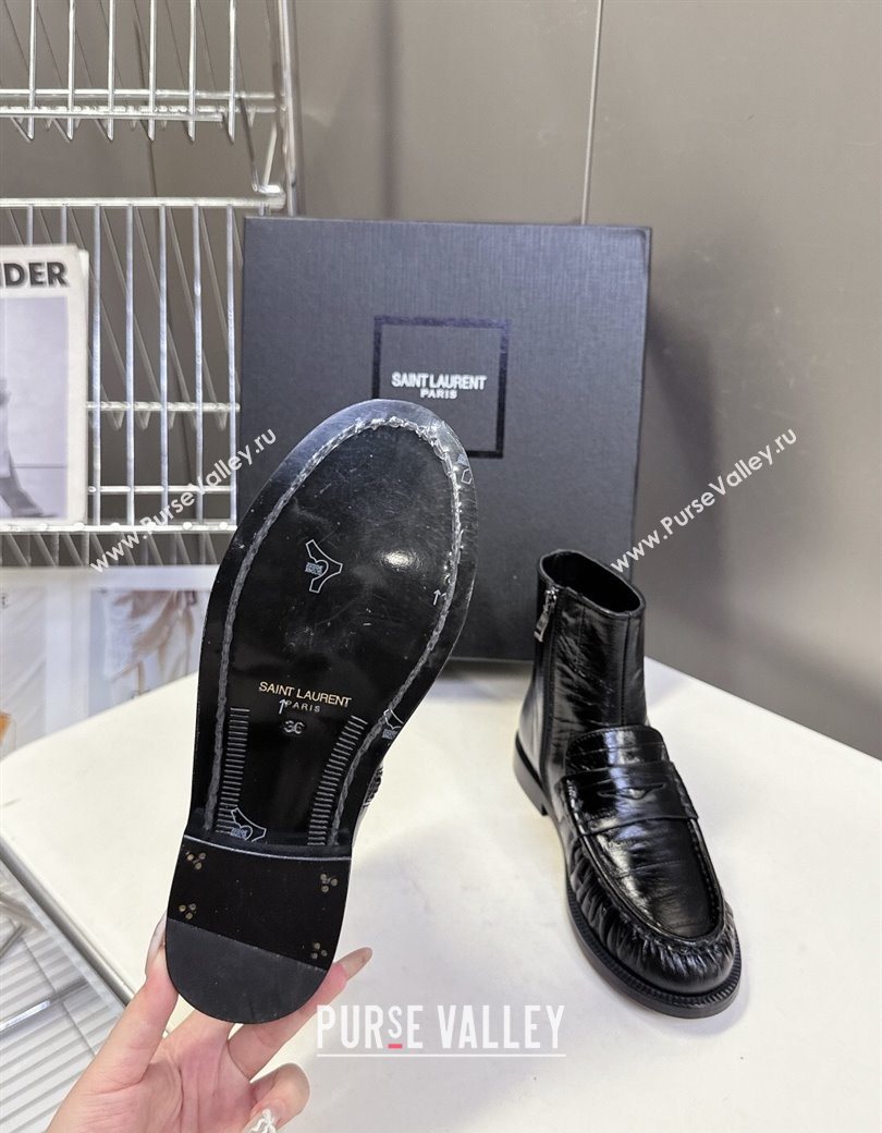 Saint Laurent Le Flat Booties in Eel Embossed Leather Black 2025 YSL121301 (MD-251213039)