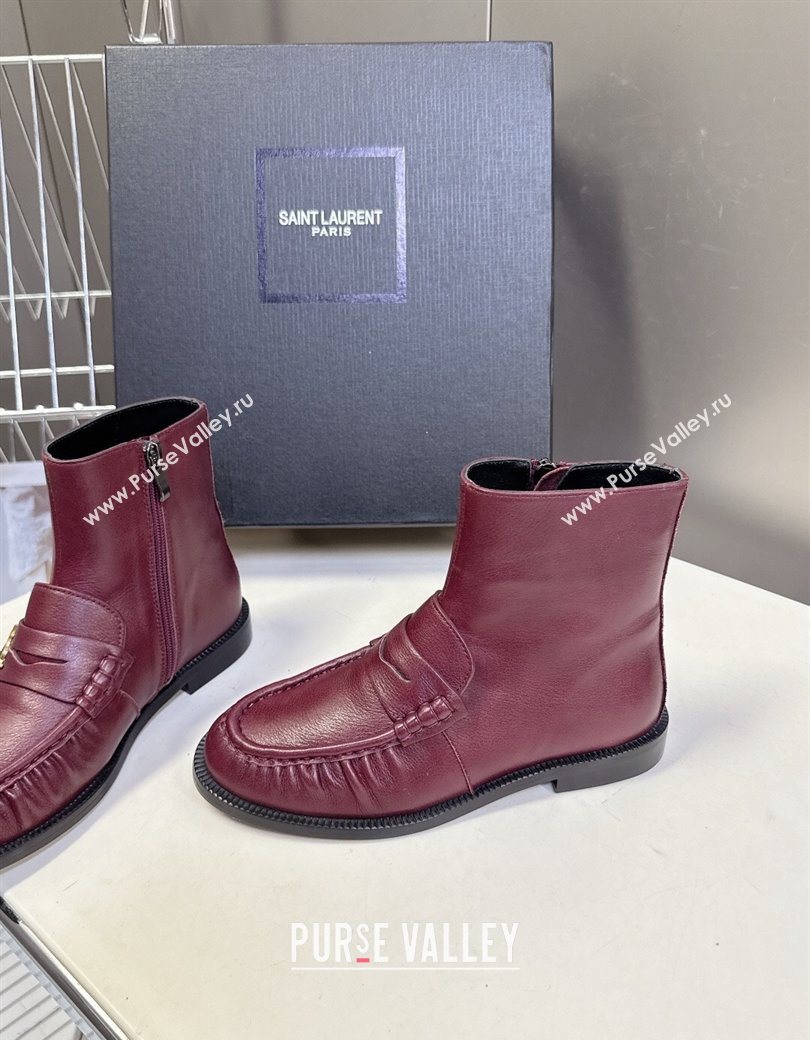 Saint Laurent Le Flat Booties in Calfskin Leather Red 2025 YSL121301 (MD-251213040)