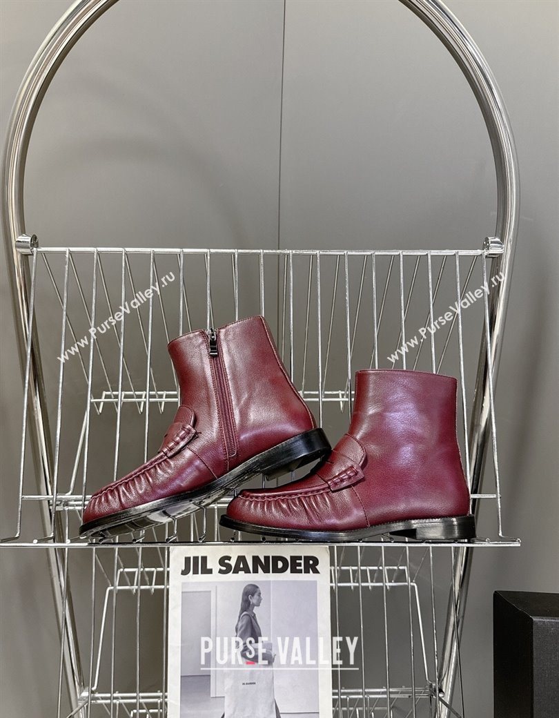 Saint Laurent Le Flat Booties in Calfskin Leather Red 2025 YSL121301 (MD-251213040)