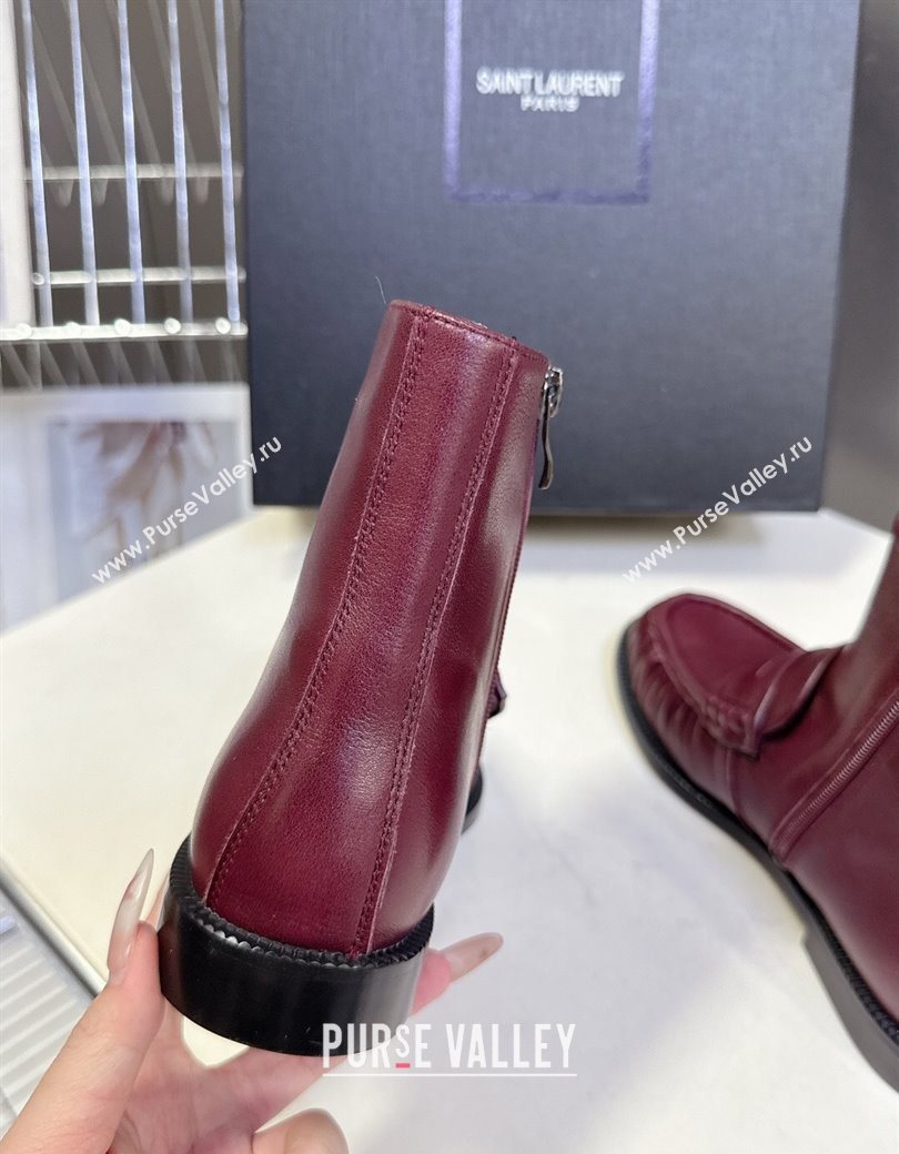 Saint Laurent Le Flat Booties in Calfskin Leather Red 2025 YSL121301 (MD-251213040)