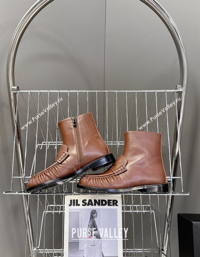 Saint Laurent Le Flat Booties in Calfskin Leather Brown 2025 YSL121301 (MD-251213041)