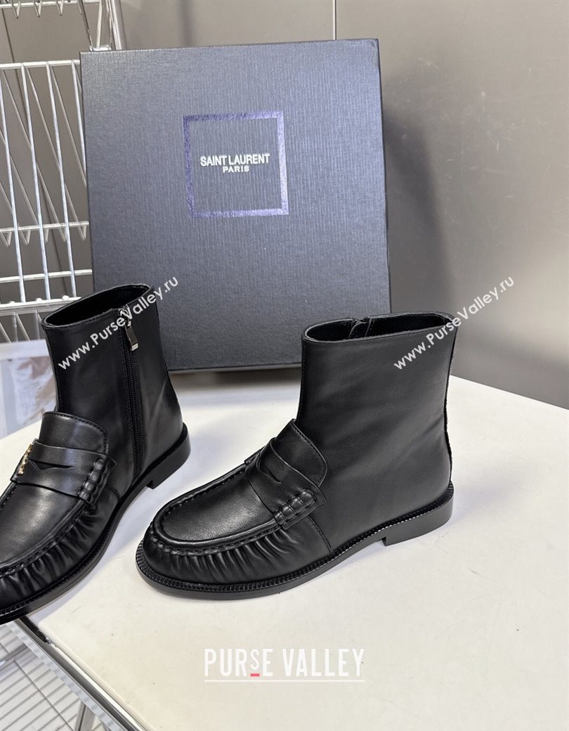Saint Laurent Le Flat Booties in Calfskin Leather Black 2025 YSL121301 (MD-251213042)