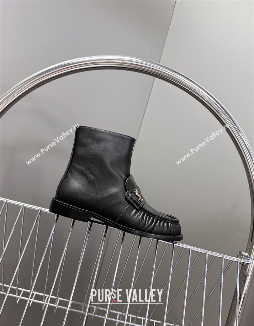 Saint Laurent Le Flat Booties in Calfskin Leather Black 2025 YSL121301 (MD-251213042)