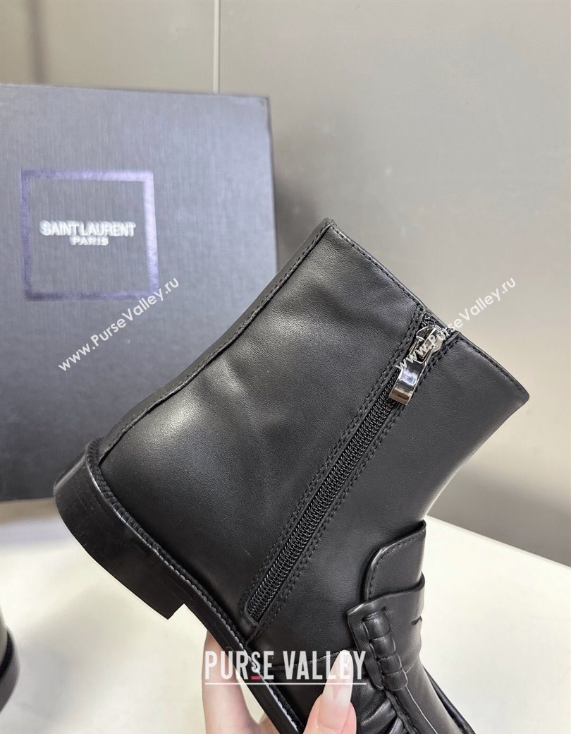 Saint Laurent Le Flat Booties in Calfskin Leather Black 2025 YSL121301 (MD-251213042)