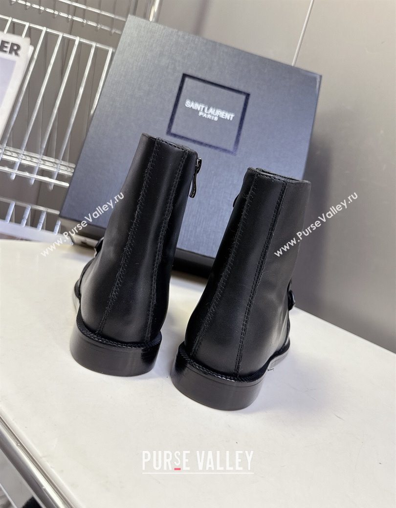 Saint Laurent Le Flat Booties in Calfskin Leather Black 2025 YSL121301 (MD-251213042)
