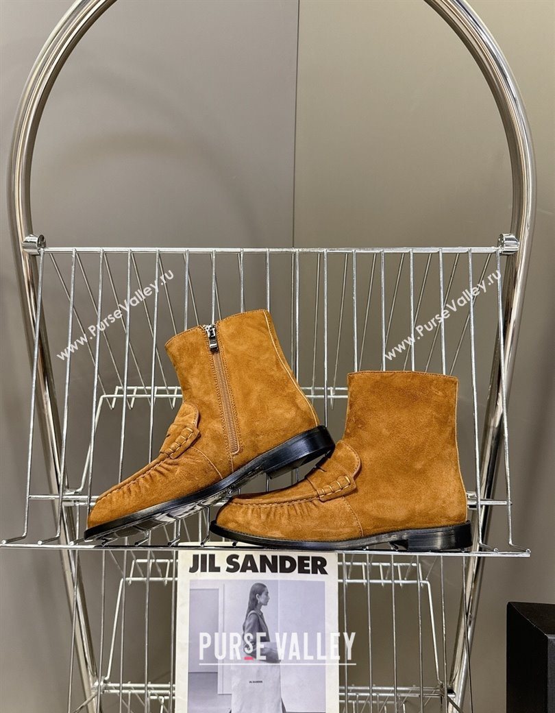 Saint Laurent Le Flat Booties in Suede Light Brown 2025 YSL121301 (MD-251213043)
