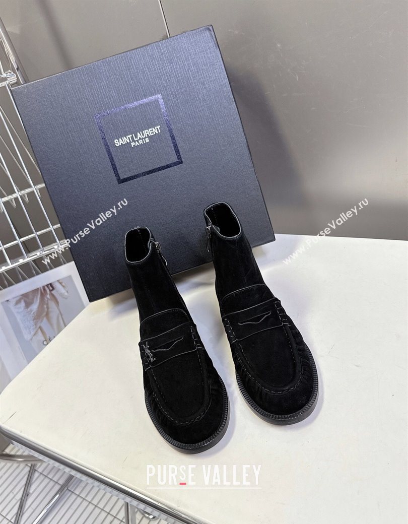 Saint Laurent Le Flat Booties in Suede Black 2025 YSL121301 (MD-251213045)