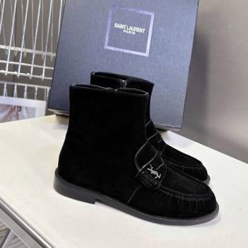 Saint Laurent Le Flat Booties in Suede Black 2025 YSL121301 (MD-251213045)