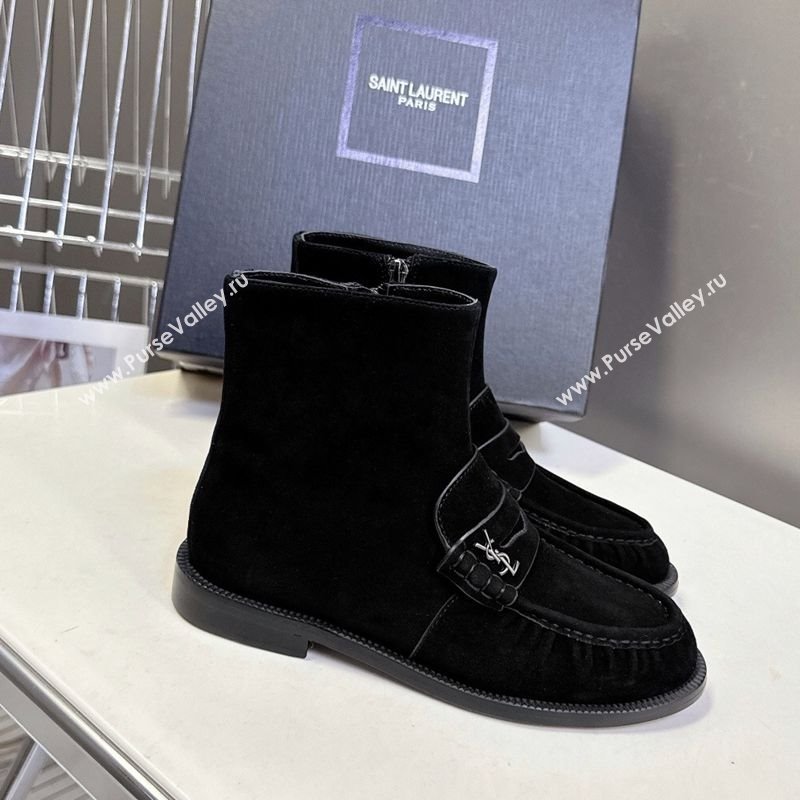 Saint Laurent Le Flat Booties in Suede Black 2025 YSL121301 (MD-251213045)