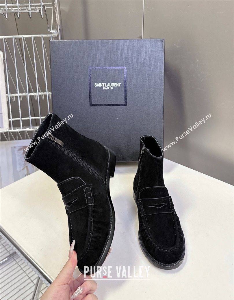 Saint Laurent Le Flat Booties in Suede Black 2025 YSL121301 (MD-251213045)
