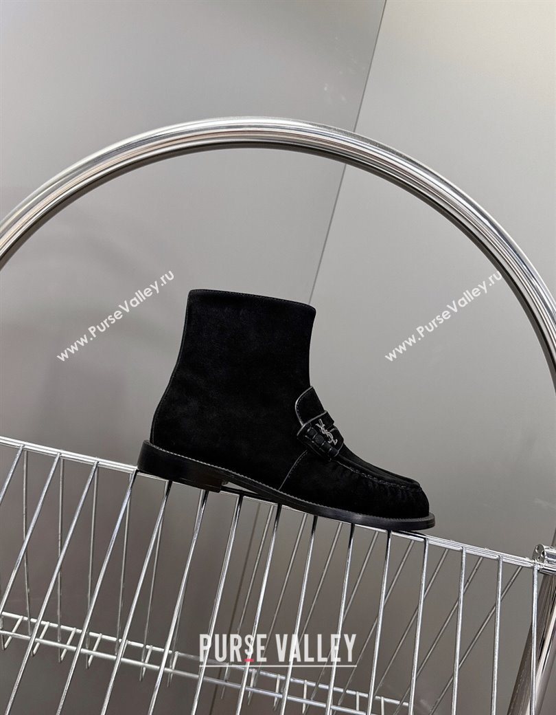 Saint Laurent Le Flat Booties in Suede Black 2025 YSL121301 (MD-251213045)