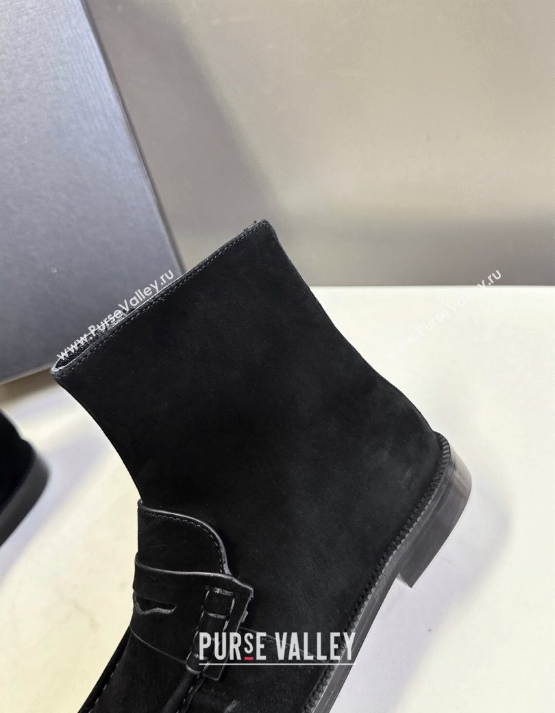Saint Laurent Le Flat Booties in Suede Black 2025 YSL121301 (MD-251213045)