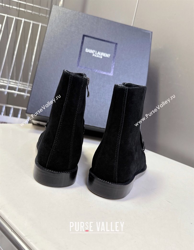 Saint Laurent Le Flat Booties in Suede Black 2025 YSL121301 (MD-251213045)