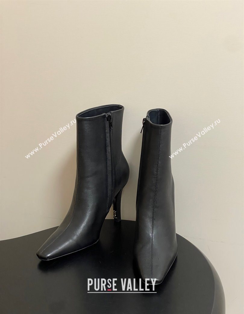 Saint Laurent Jill Heel Booties 10cm in Calfskin Leather Black 2025 806674 (MD-251213022)