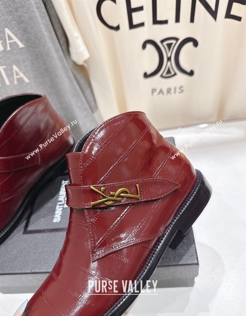 Saint Laurent Flat Chelsea Booties in Embossed Leather Red 2025 YSL121303 (MD-251213052)
