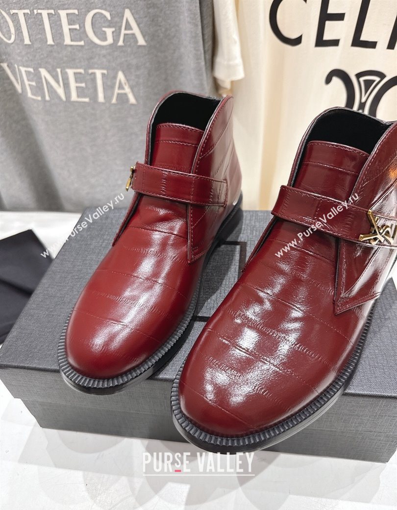 Saint Laurent Flat Chelsea Booties in Embossed Leather Red 2025 YSL121303 (MD-251213052)