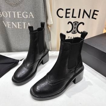 Saint Laurent Vincent Heel Chelsea Booties 6cm in Perforated Calfskin Leather Black 2025 841133 (MD-251213061)