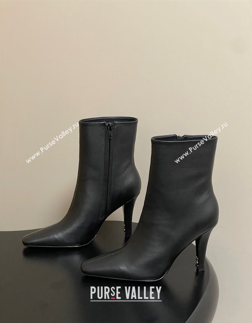 Saint Laurent Jill Heel Booties 10cm in Calfskin Leather Black 2025 806674 (MD-251213022)