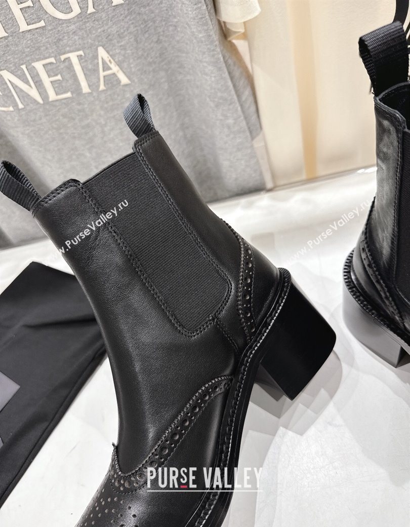 Saint Laurent Vincent Heel Chelsea Booties 6cm in Perforated Calfskin Leather Black 2025 841133 (MD-251213061)
