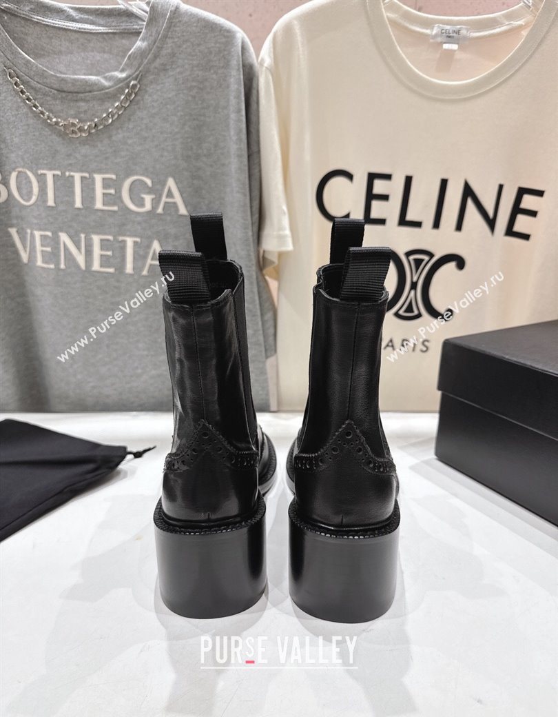 Saint Laurent Vincent Heel Chelsea Booties 6cm in Perforated Calfskin Leather Black 2025 841133 (MD-251213061)