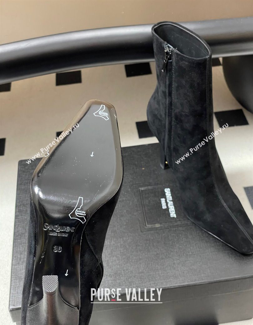 Saint Laurent Jill Heel Booties 10cm in Suede Black 2025 806674 (MD-251213027)