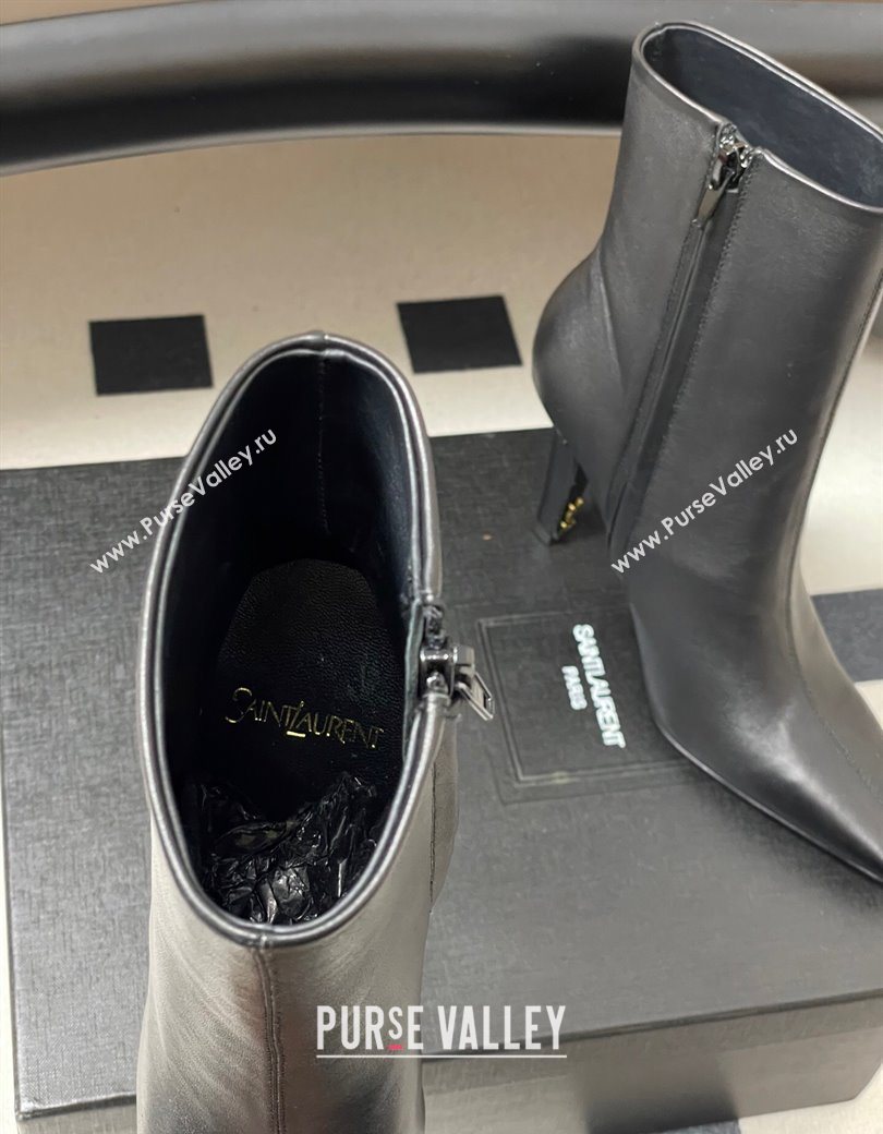 Saint Laurent Jill Heel Booties 10cm in Calfskin Leather Black 2025 806674 (MD-251213022)