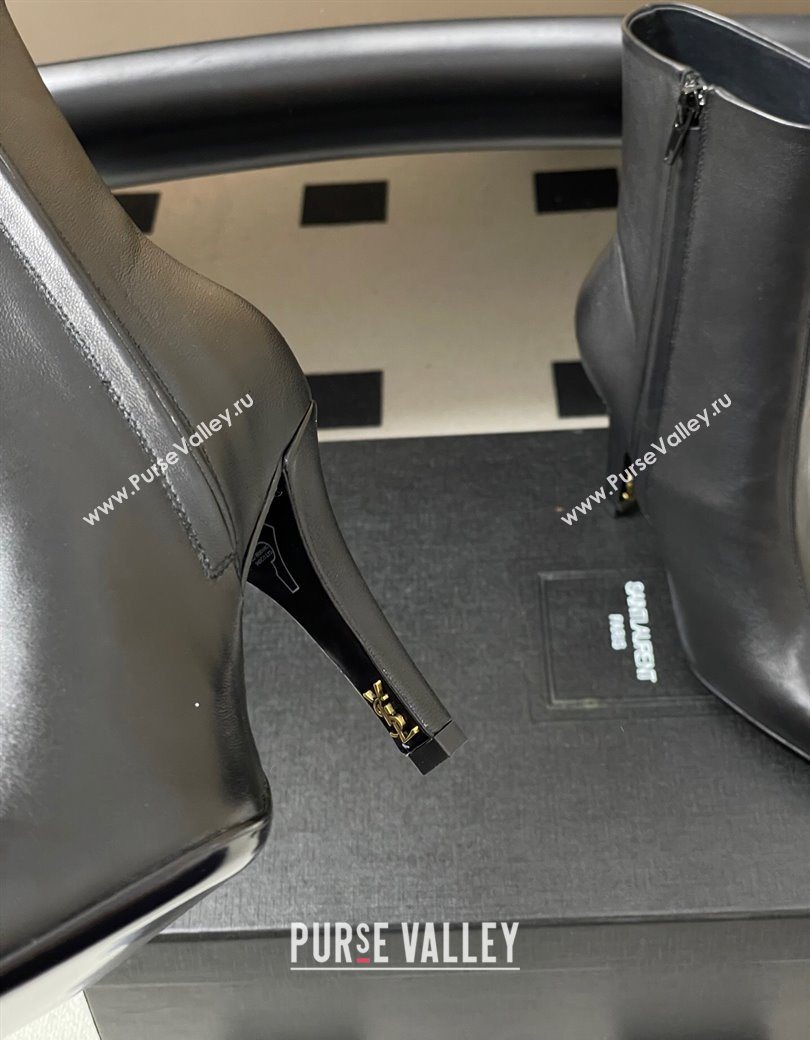 Saint Laurent Jill Heel Booties 10cm in Calfskin Leather Black 2025 806674 (MD-251213022)