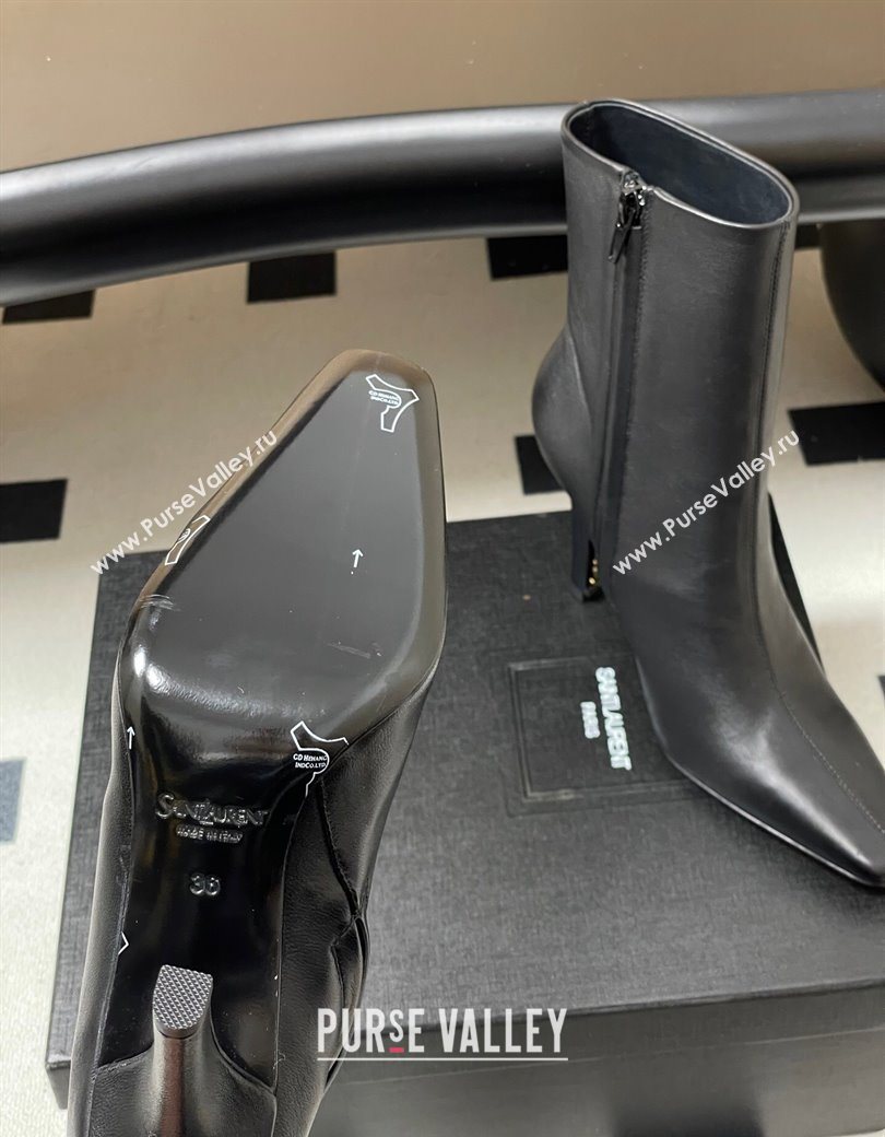 Saint Laurent Jill Heel Booties 10cm in Calfskin Leather Black 2025 806674 (MD-251213022)