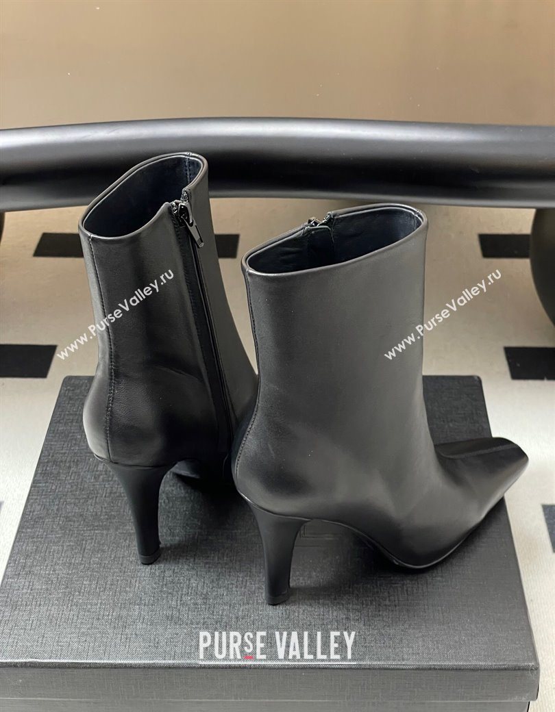 Saint Laurent Jill Heel Booties 10cm in Calfskin Leather Black 2025 806674 (MD-251213022)