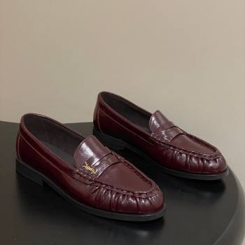 Saint Laurent Le Loafers Penny Slippers in Oil Leather Dark Burgundy 2025 7668790 (MD-251215008)