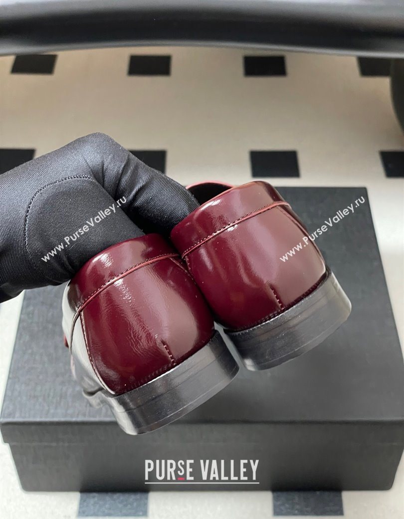 Saint Laurent Le Loafers Penny Slippers in Oil Leather Dark Burgundy 2025 7668790 (MD-251215008)