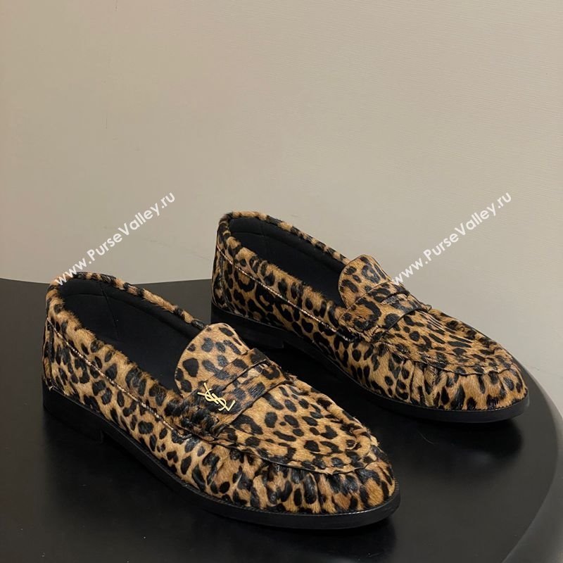 Saint Laurent Le Loafers Penny Slippers in Leopard Print 2025 7668790 (MD-251215009)