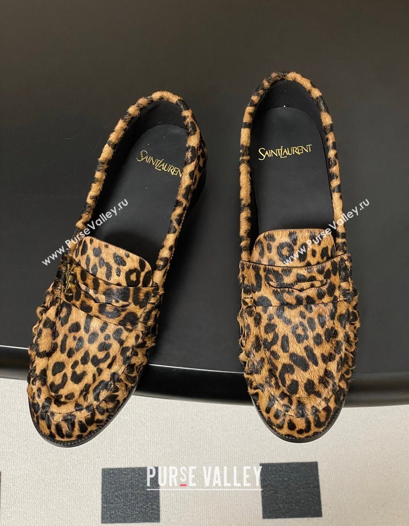 Saint Laurent Le Loafers Penny Slippers in Leopard Print 2025 7668790 (MD-251215009)