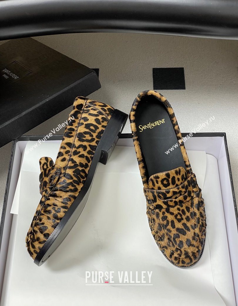 Saint Laurent Le Loafers Penny Slippers in Leopard Print 2025 7668790 (MD-251215009)