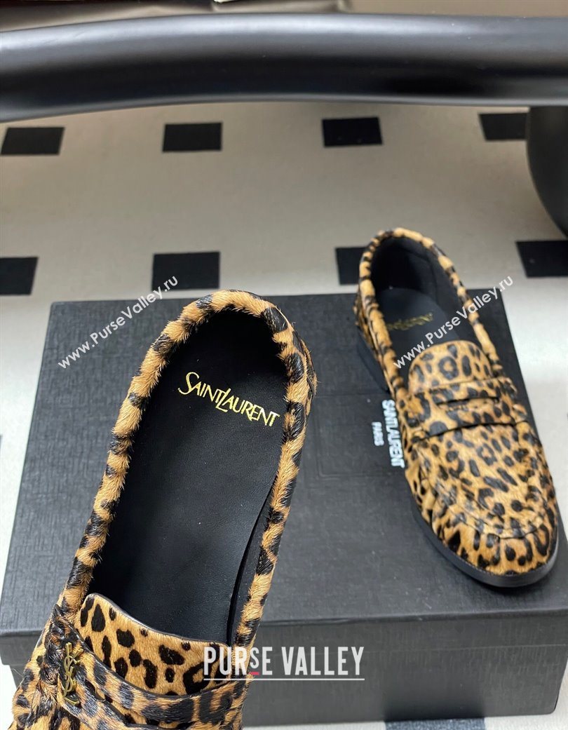 Saint Laurent Le Loafers Penny Slippers in Leopard Print 2025 7668790 (MD-251215009)
