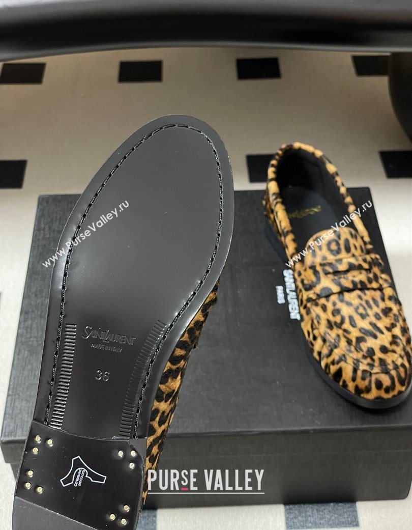 Saint Laurent Le Loafers Penny Slippers in Leopard Print 2025 7668790 (MD-251215009)