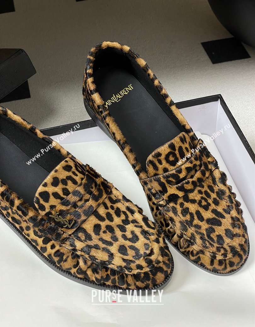 Saint Laurent Le Loafers Penny Slippers in Leopard Print 2025 7668790 (MD-251215009)