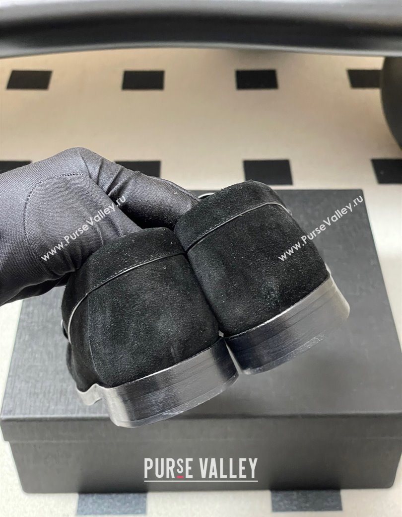 Saint Laurent Le Loafers Penny Slippers in Suede Black/Gold 2025 7668790 (MD-251215010)