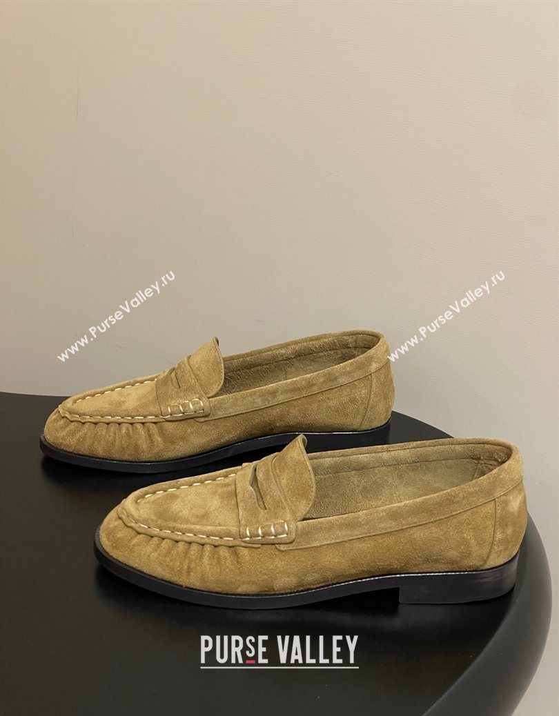 Saint Laurent Le Loafers Penny Slippers in Suede Beige Yellow 2025 7668790 (MD-251215013)