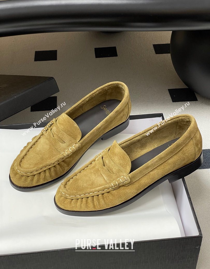 Saint Laurent Le Loafers Penny Slippers in Suede Beige Yellow 2025 7668790 (MD-251215013)