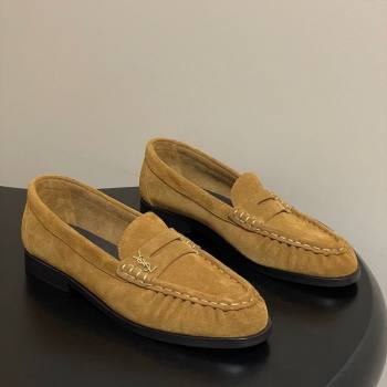Saint Laurent Le Loafers Penny Slippers in Suede Yellow 2 2025 7668790 (MD-251215014)