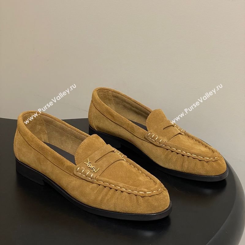 Saint Laurent Le Loafers Penny Slippers in Suede Yellow 2 2025 7668790 (MD-251215014)