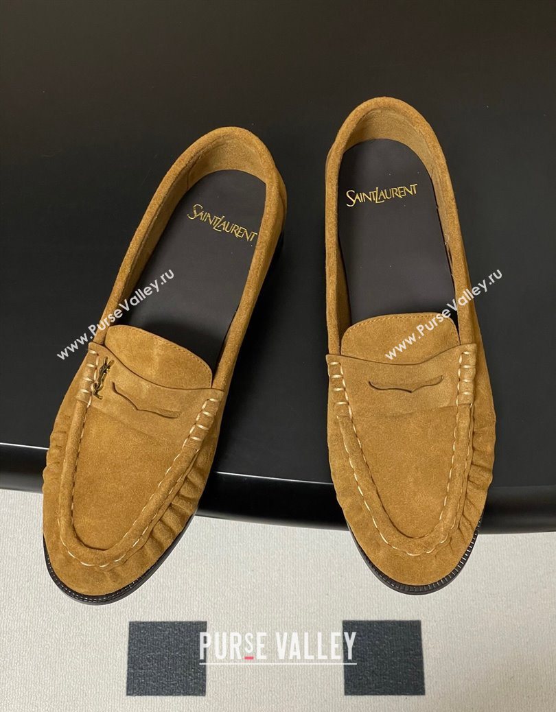 Saint Laurent Le Loafers Penny Slippers in Suede Yellow 2 2025 7668790 (MD-251215014)