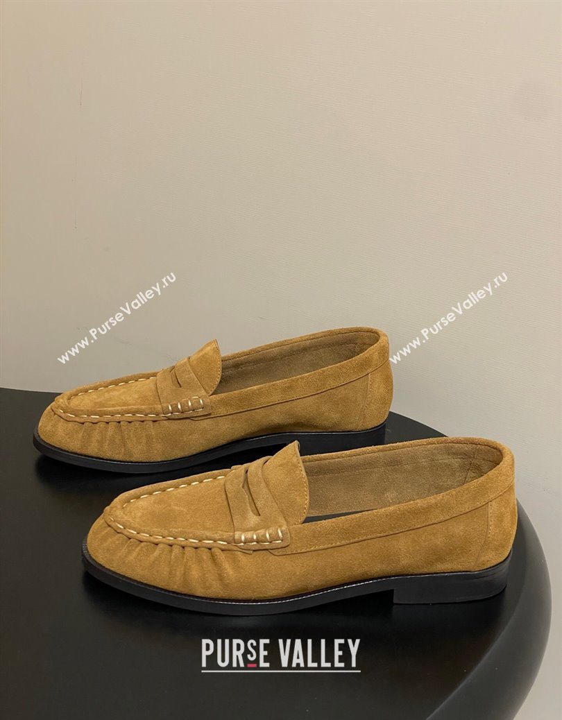 Saint Laurent Le Loafers Penny Slippers in Suede Yellow 2 2025 7668790 (MD-251215014)