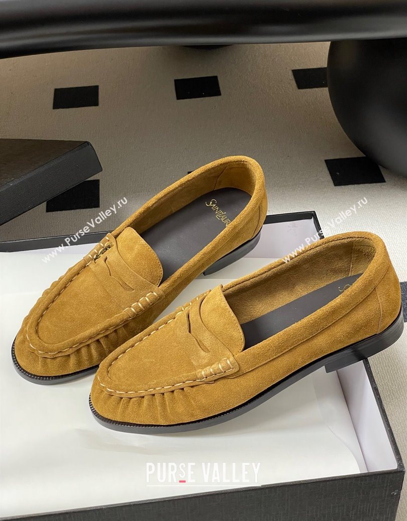 Saint Laurent Le Loafers Penny Slippers in Suede Yellow 2 2025 7668790 (MD-251215014)