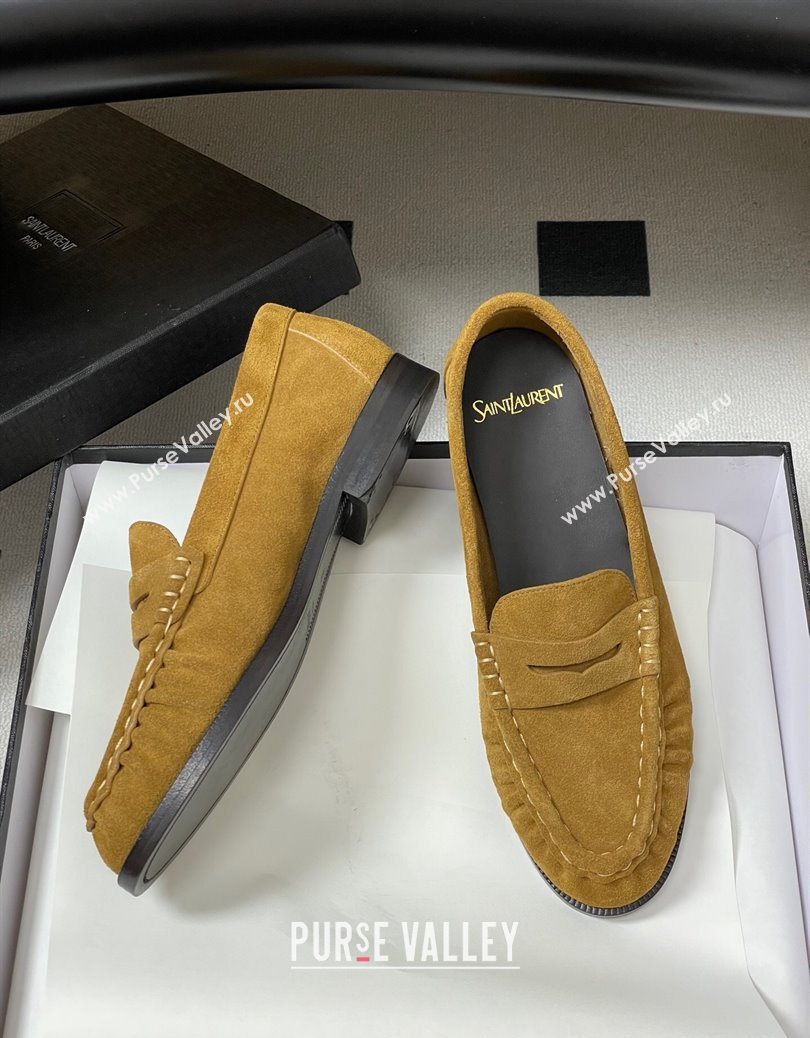 Saint Laurent Le Loafers Penny Slippers in Suede Yellow 2 2025 7668790 (MD-251215014)