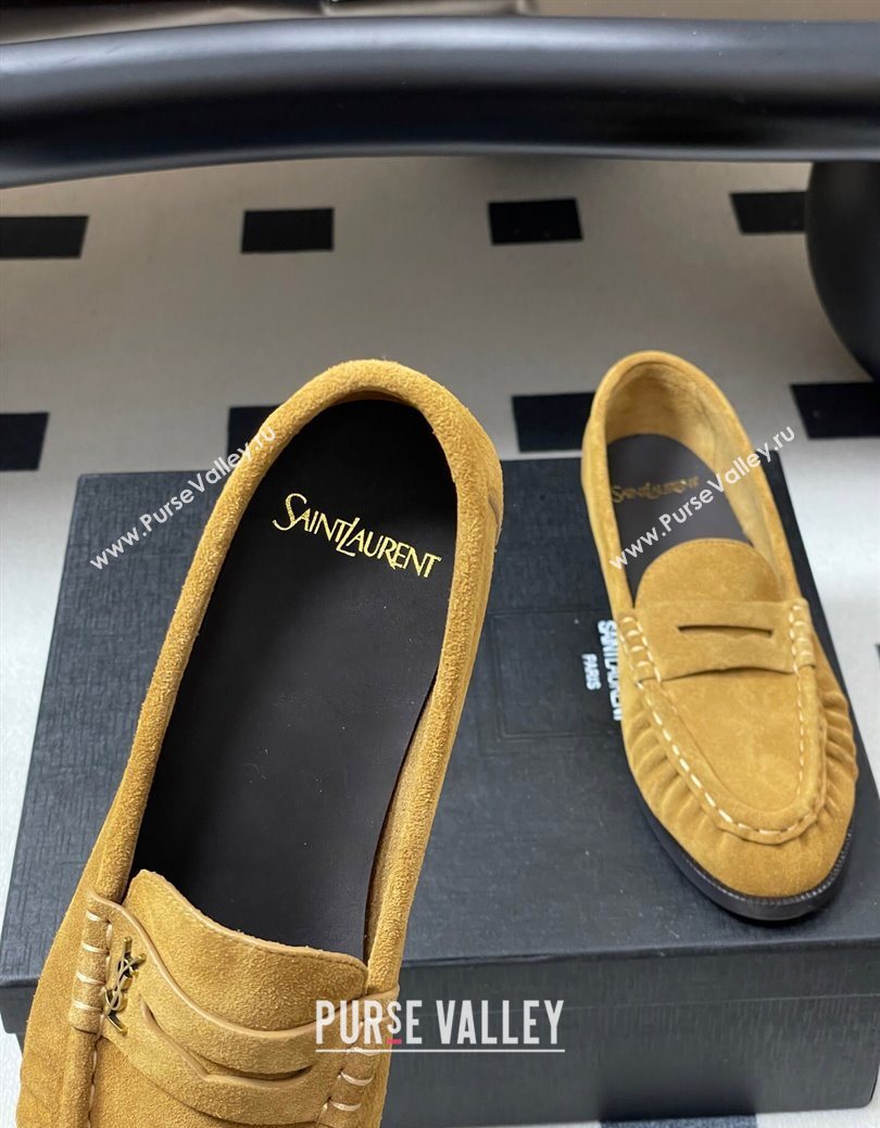 Saint Laurent Le Loafers Penny Slippers in Suede Yellow 2 2025 7668790 (MD-251215014)