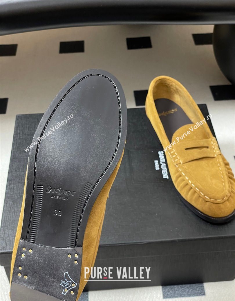 Saint Laurent Le Loafers Penny Slippers in Suede Yellow 2 2025 7668790 (MD-251215014)