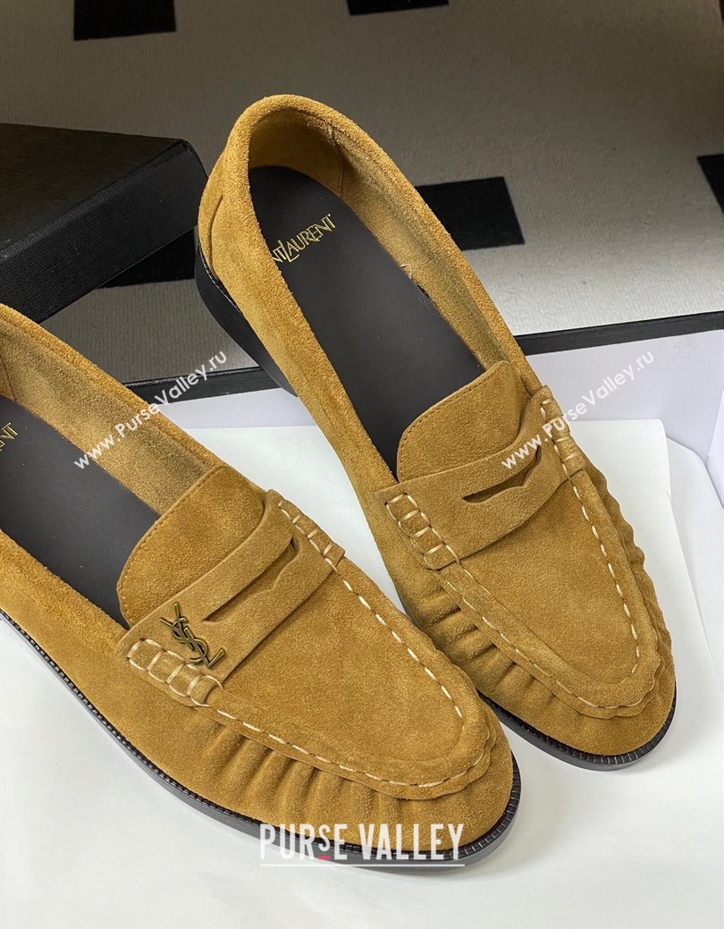 Saint Laurent Le Loafers Penny Slippers in Suede Yellow 2 2025 7668790 (MD-251215014)